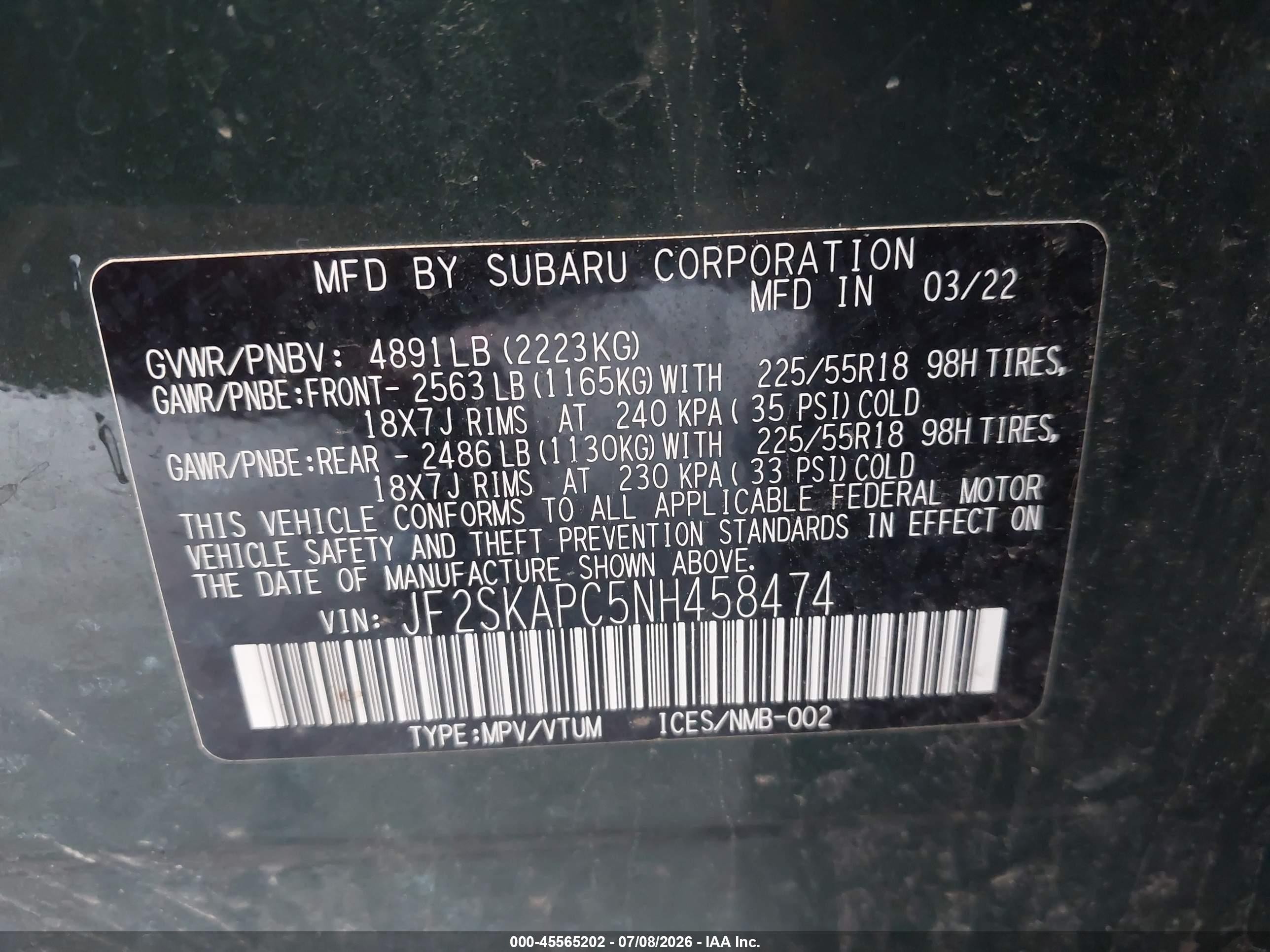 2022 Subaru Forester Limited Green vin: JF2SKAPC5NH458474