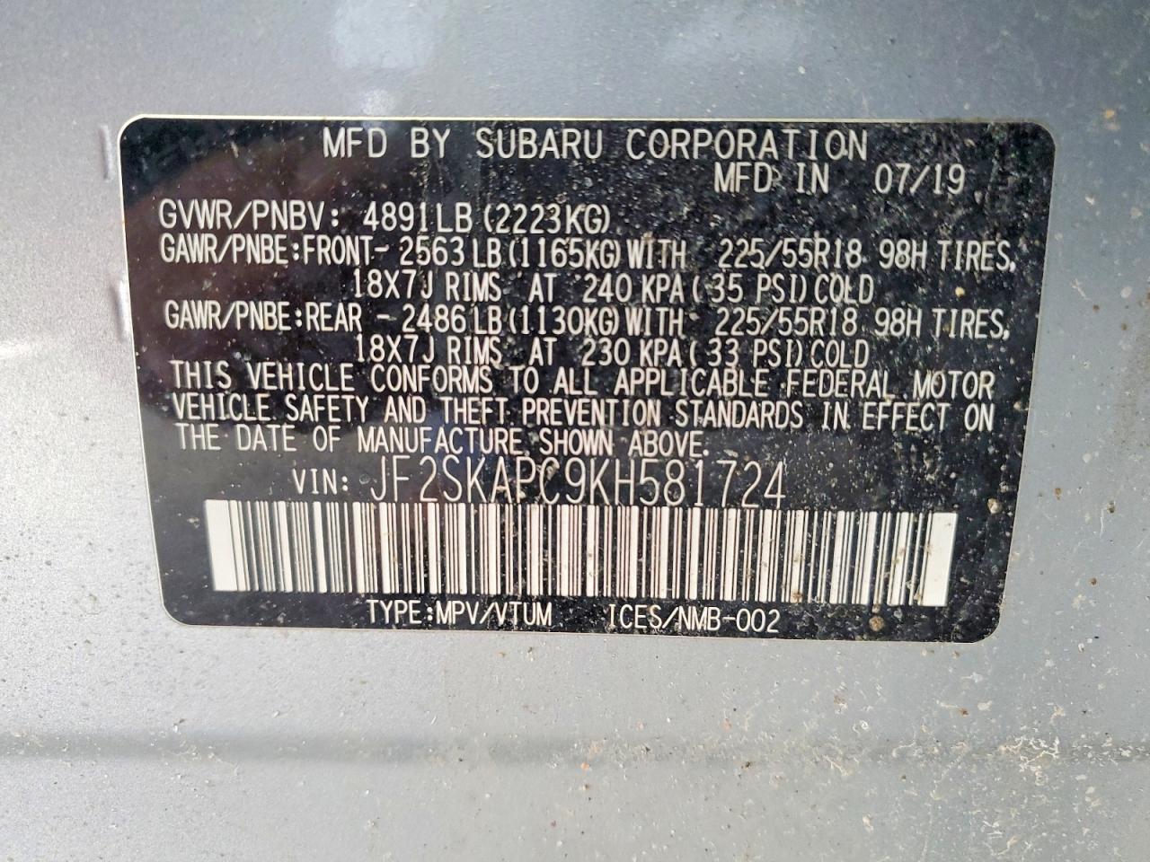 2019 Subaru Forester Sport Silver vin: JF2SKAPC9KH581724