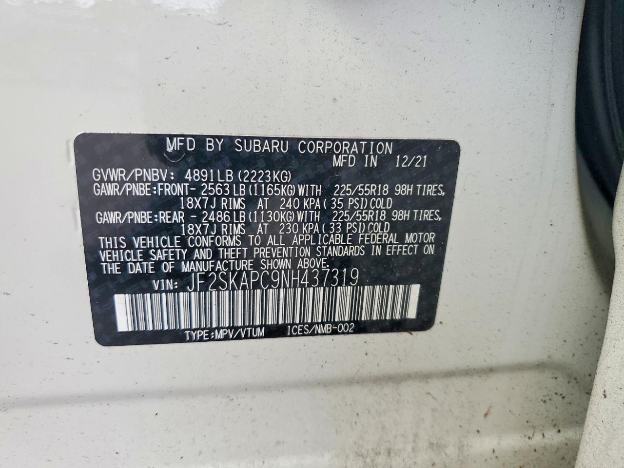 2022 Subaru Forester Limited White vin: JF2SKAPC9NH437319