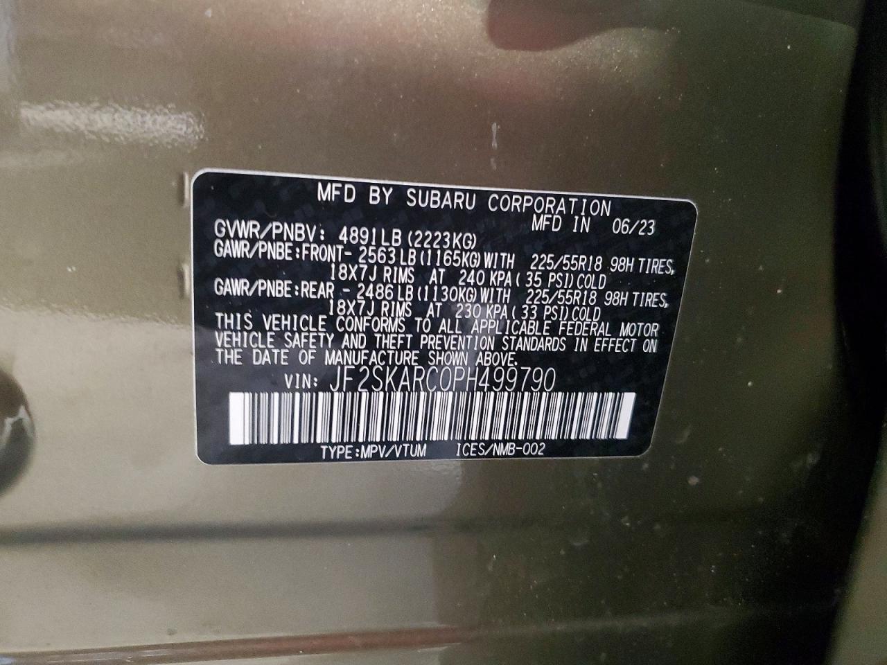 2023 Subaru Forester Touring Зеленый vin: JF2SKARC0PH499790