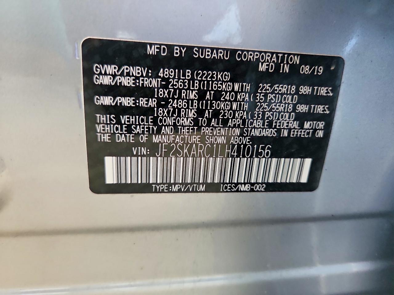 2020 Subaru Forester Sport Silver vin: JF2SKARC1LH410156