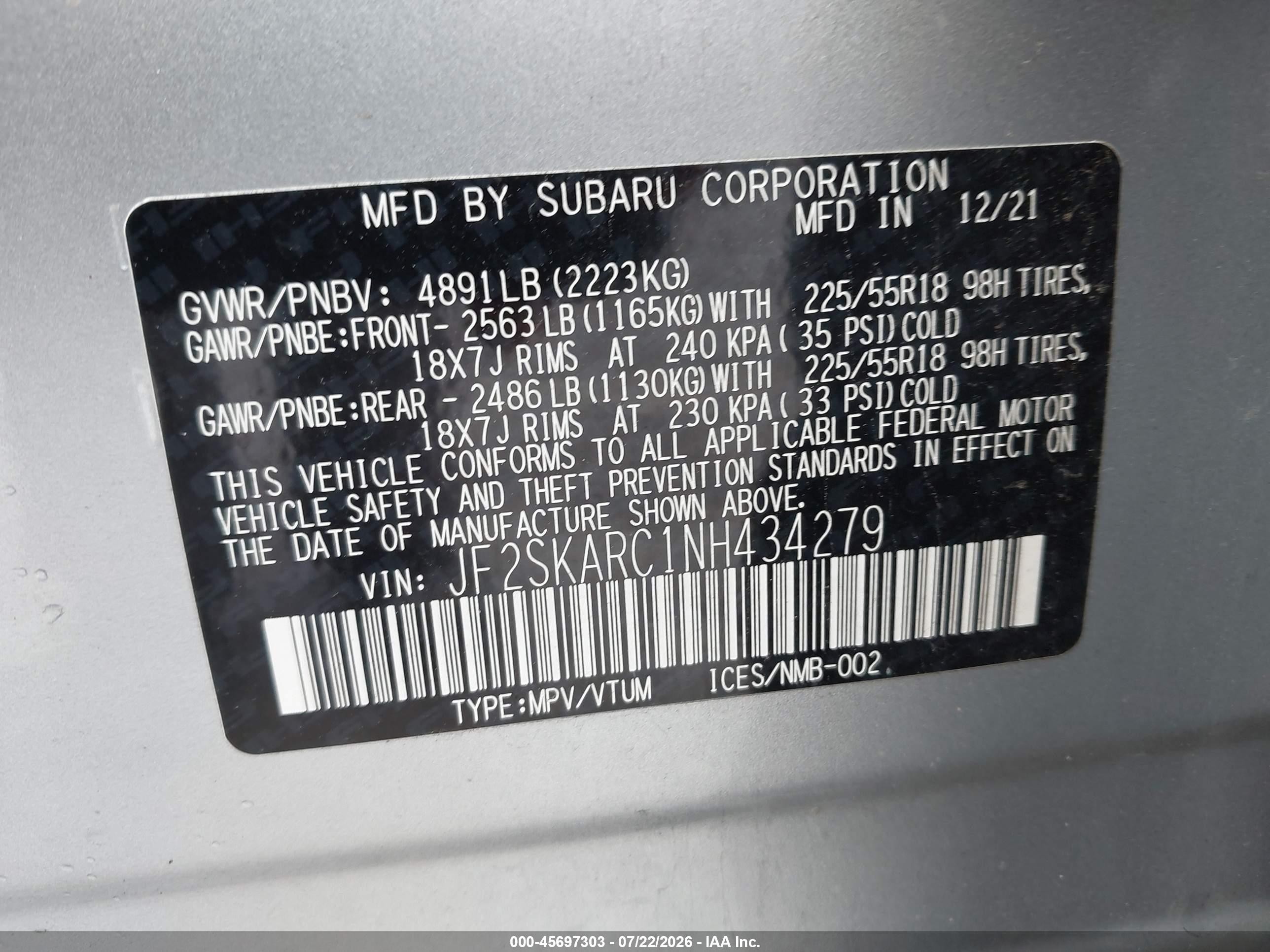 2022 Subaru Forester Touring Silver vin: JF2SKARC1NH434279