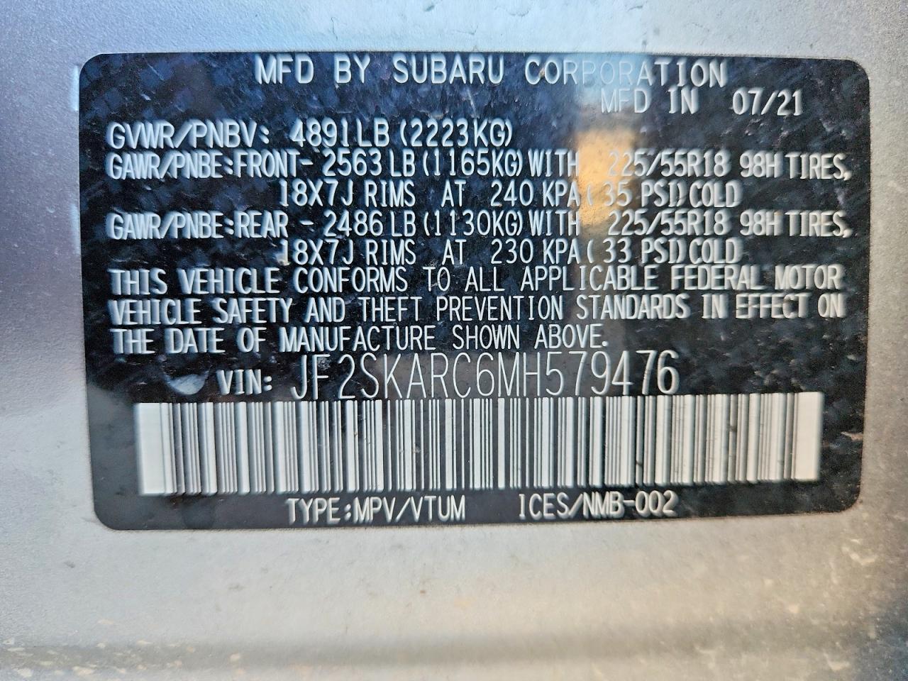 2021 Subaru Forester Sport Серебряный vin: JF2SKARC6MH579476