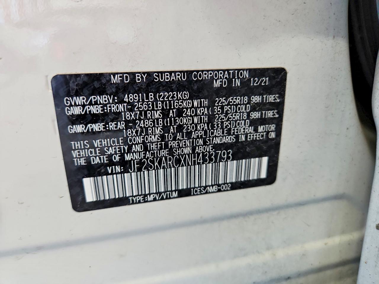 2022 Subaru Forester Touring White vin: JF2SKARCXNH433793