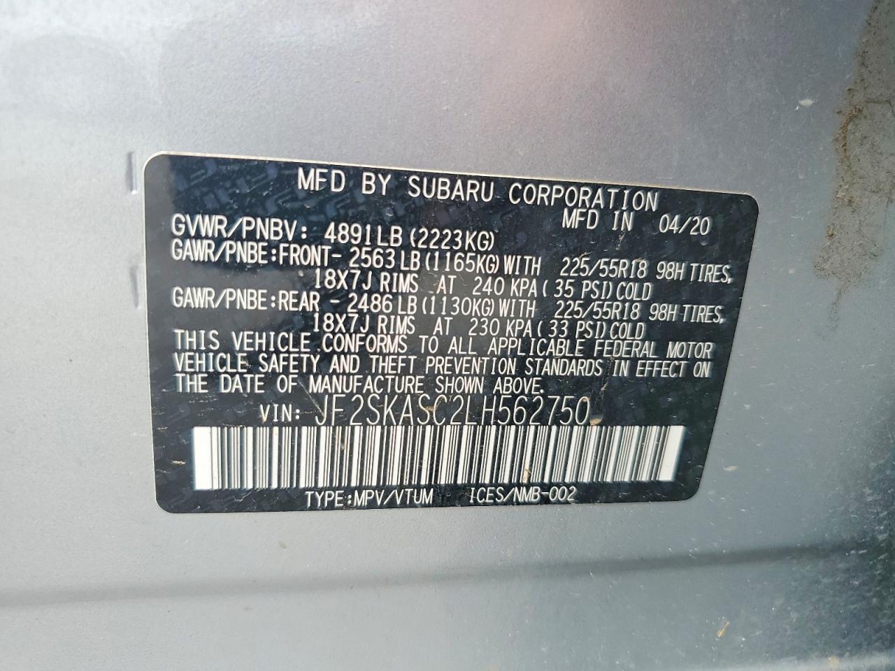 2020 Subaru Forester Limited Silver vin: JF2SKASC2LH562750