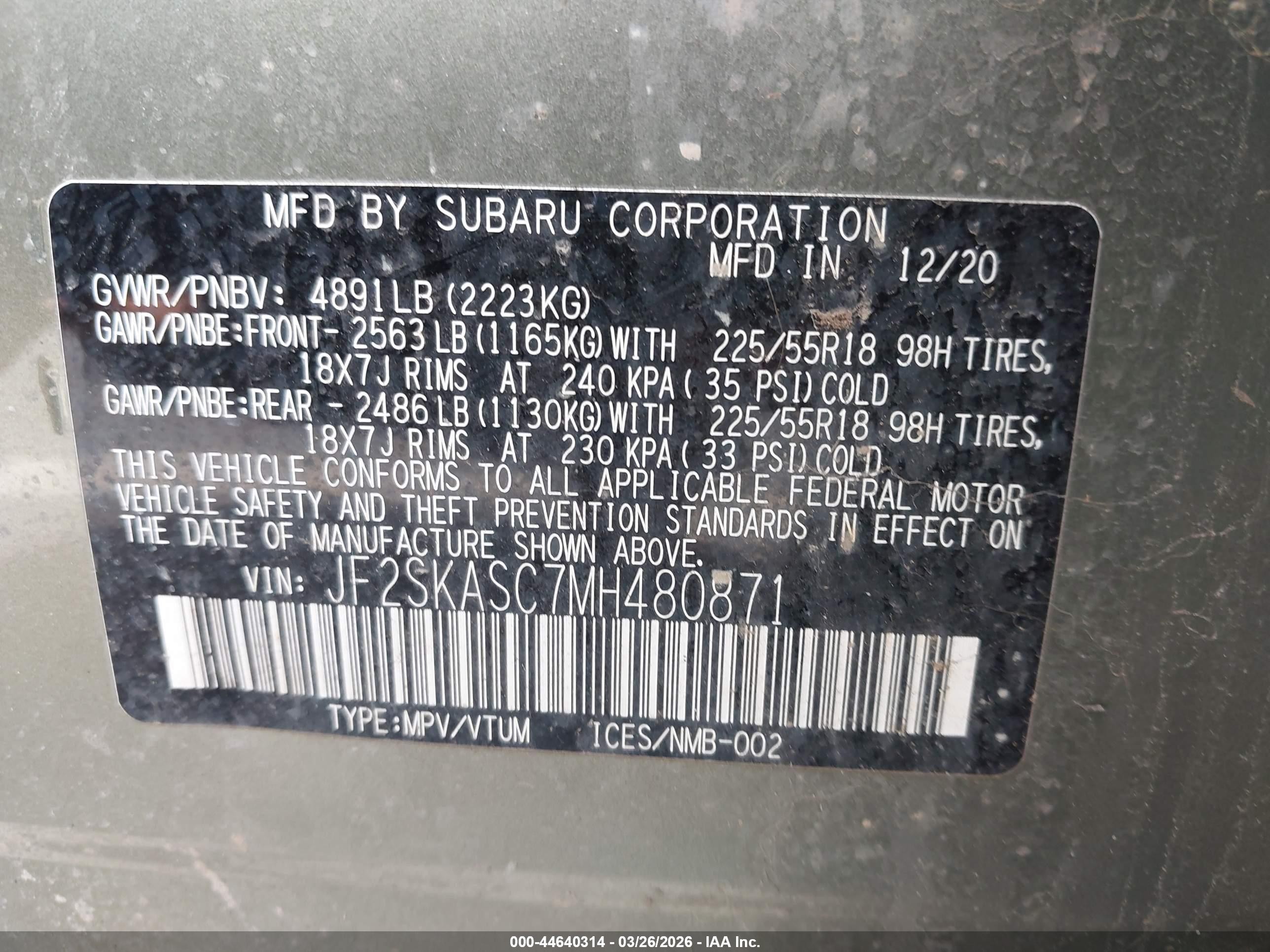 2021 Subaru Forester Limited Green vin: JF2SKASC7MH480871