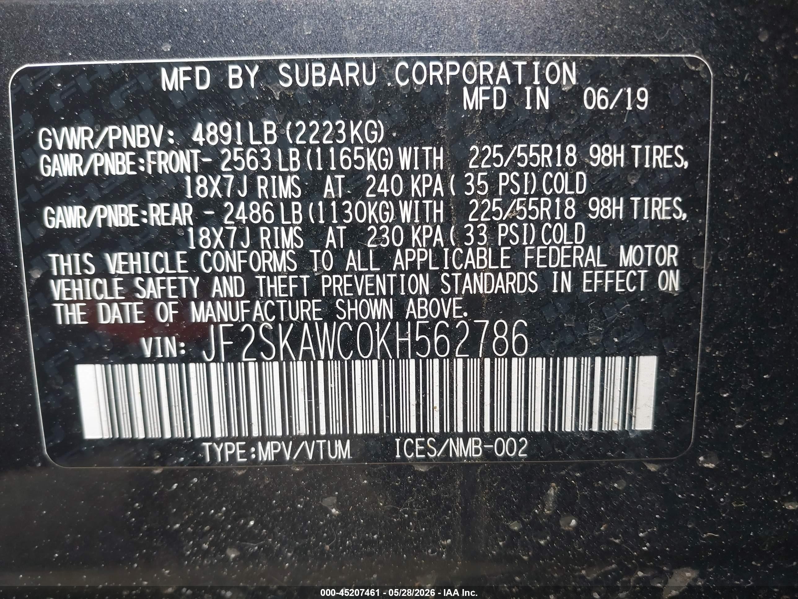 2019 Subaru Forester Touring Black vin: JF2SKAWC0KH562786