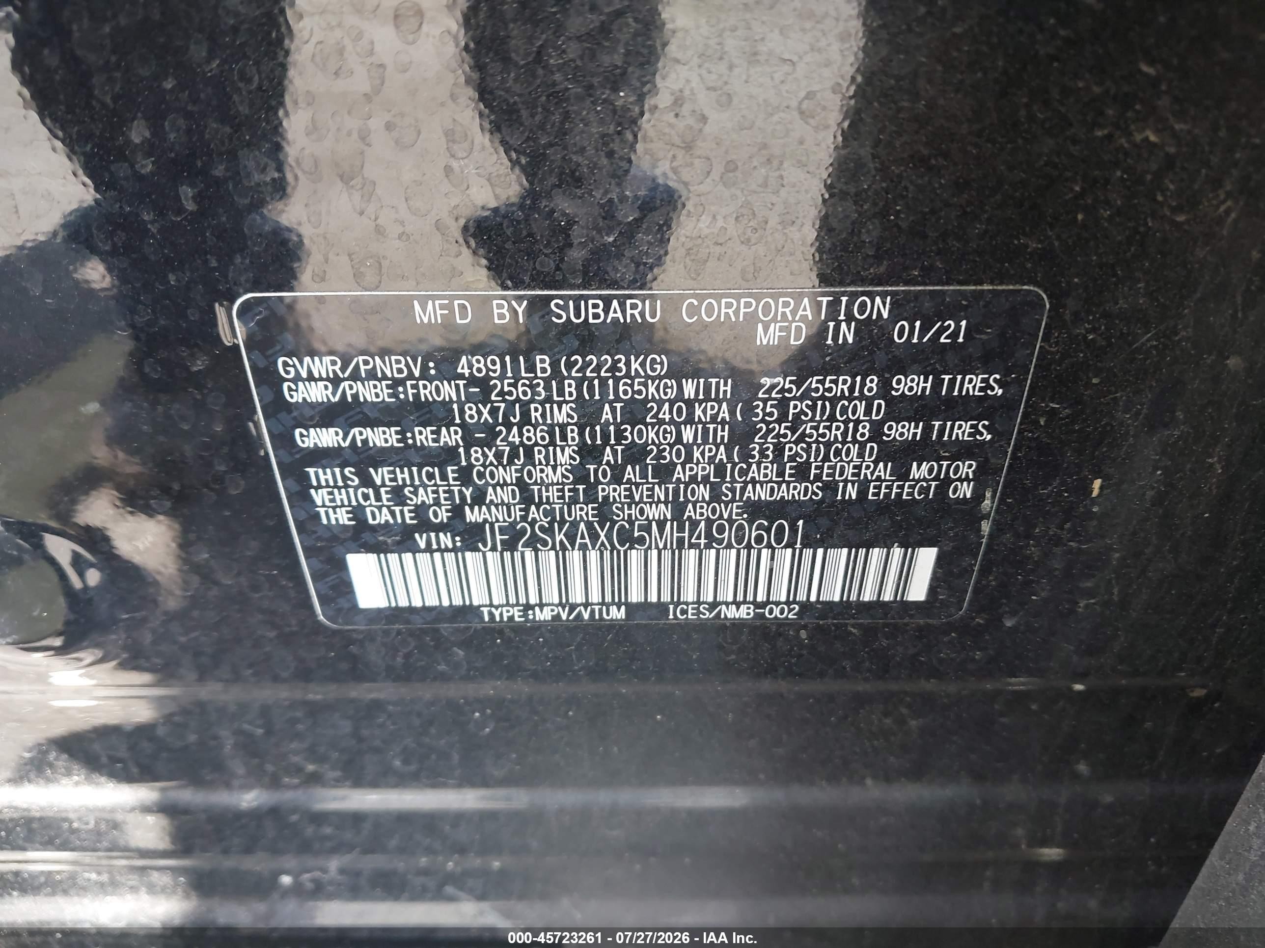 2021 Subaru Forester Touring Black vin: JF2SKAXC5MH490601