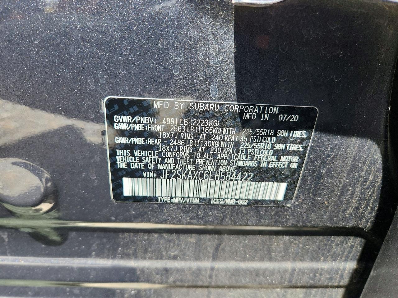 2020 Subaru Forester Touring Gray vin: JF2SKAXC6LH584422