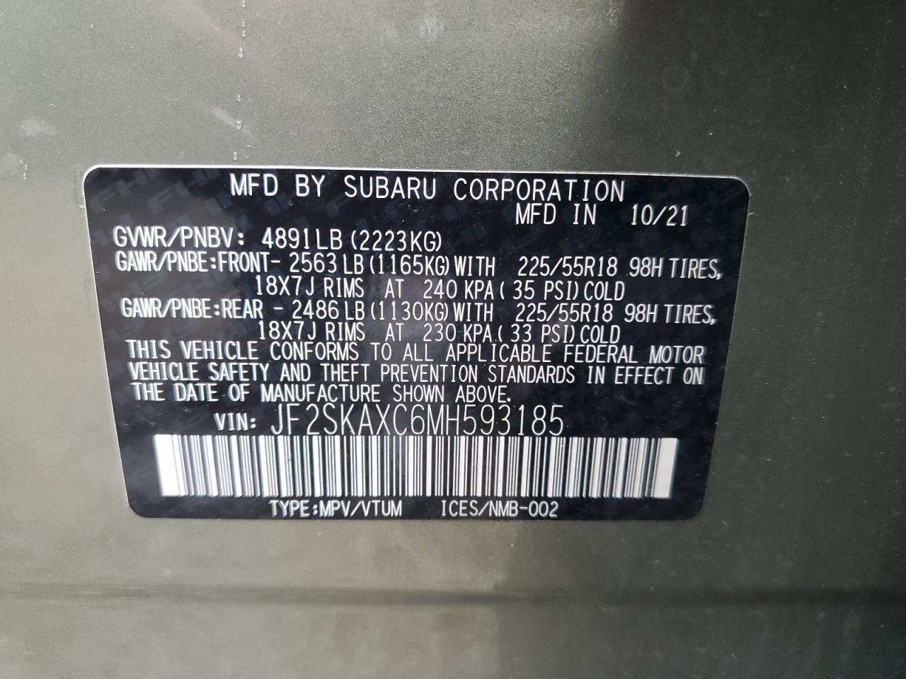 2021 Subaru Forester Touring Зеленый vin: JF2SKAXC6MH593185