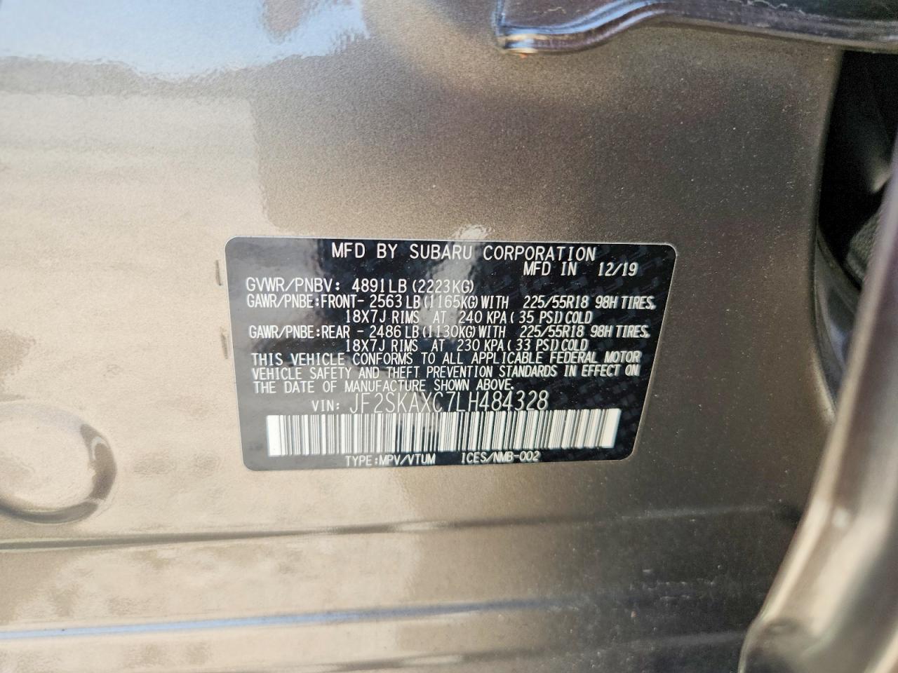 2020 Subaru Forester Touring Gray vin: JF2SKAXC7LH484328