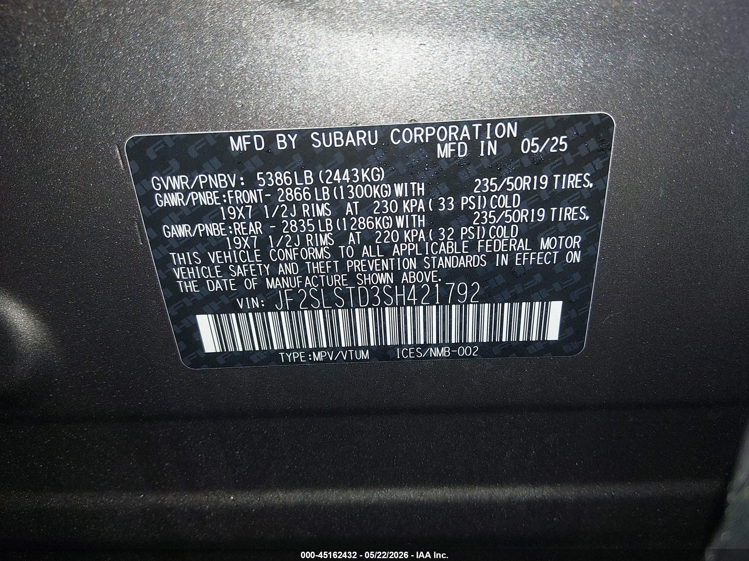 2025 Subaru Forester Touring Hybrid Tan vin: JF2SLSTD3SH421792
