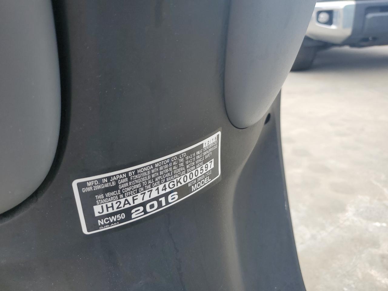 2016 Honda Ncw50  Blue vin: JH2AF7714GK000597