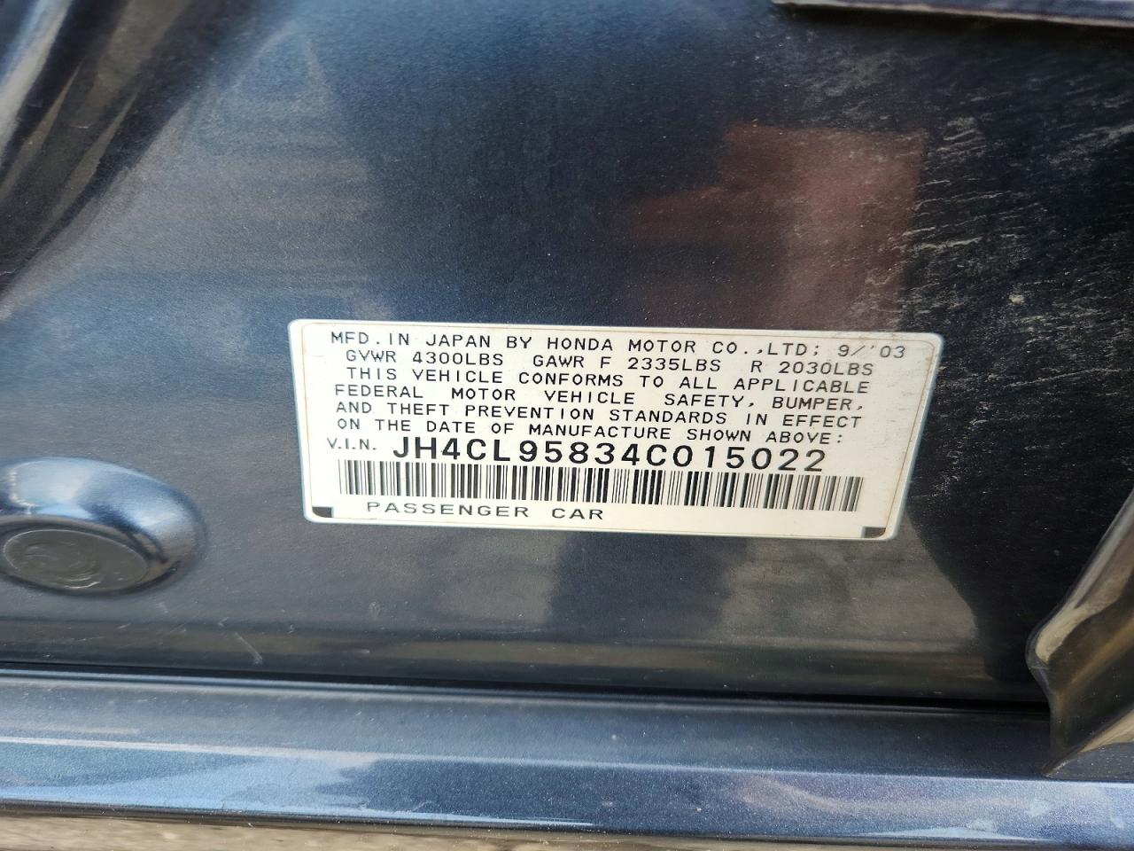 2004 Acura Tsx Gray vin: JH4CL95834C015022