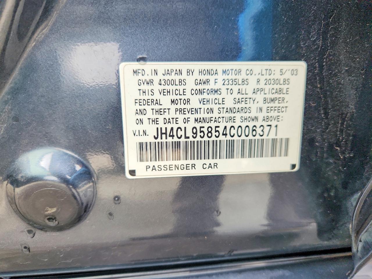 2004 Acura Tsx Charcoal vin: JH4CL95854C006371