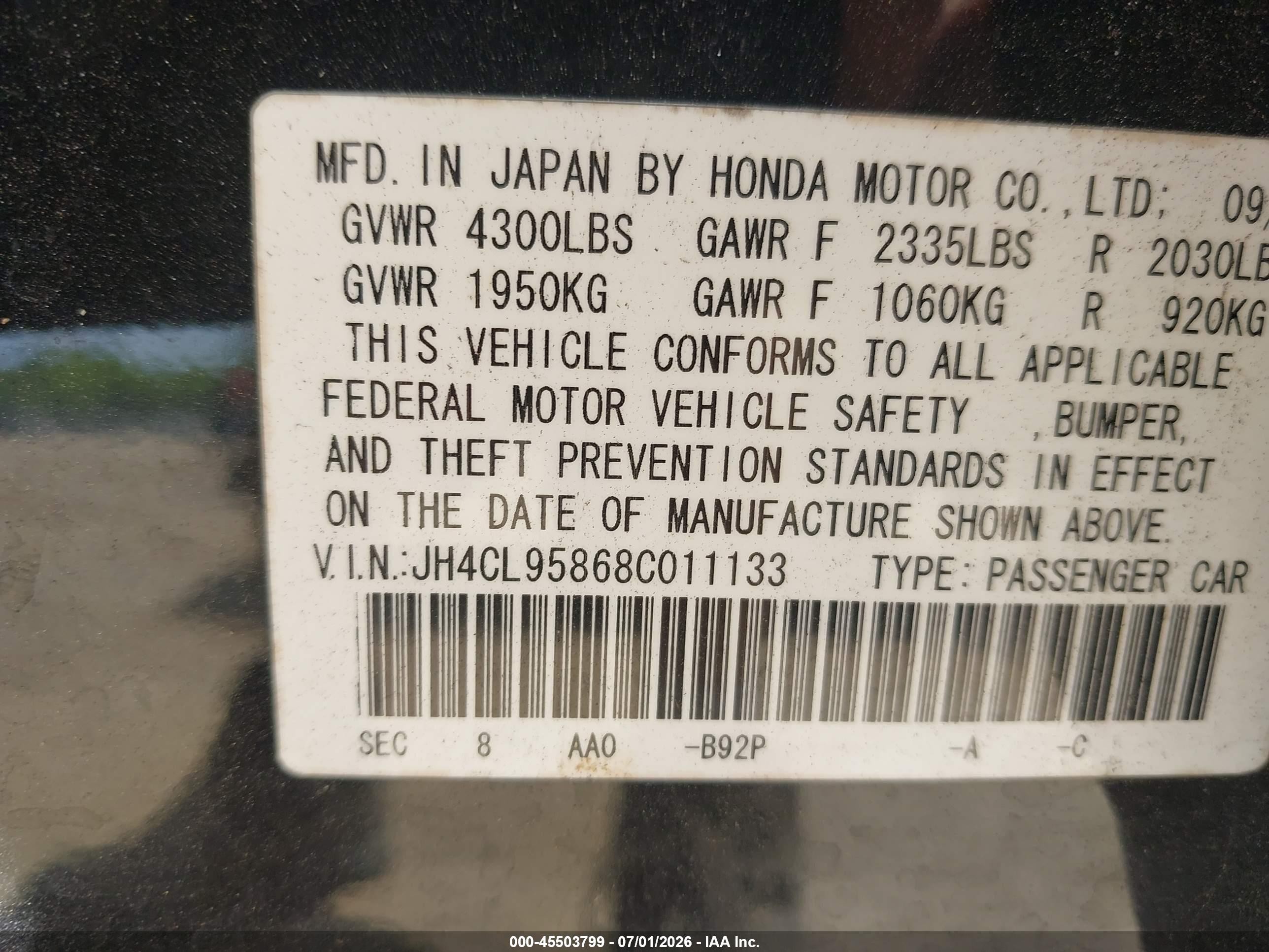 2008 Acura Tsx   Gray vin: JH4CL95868C011133