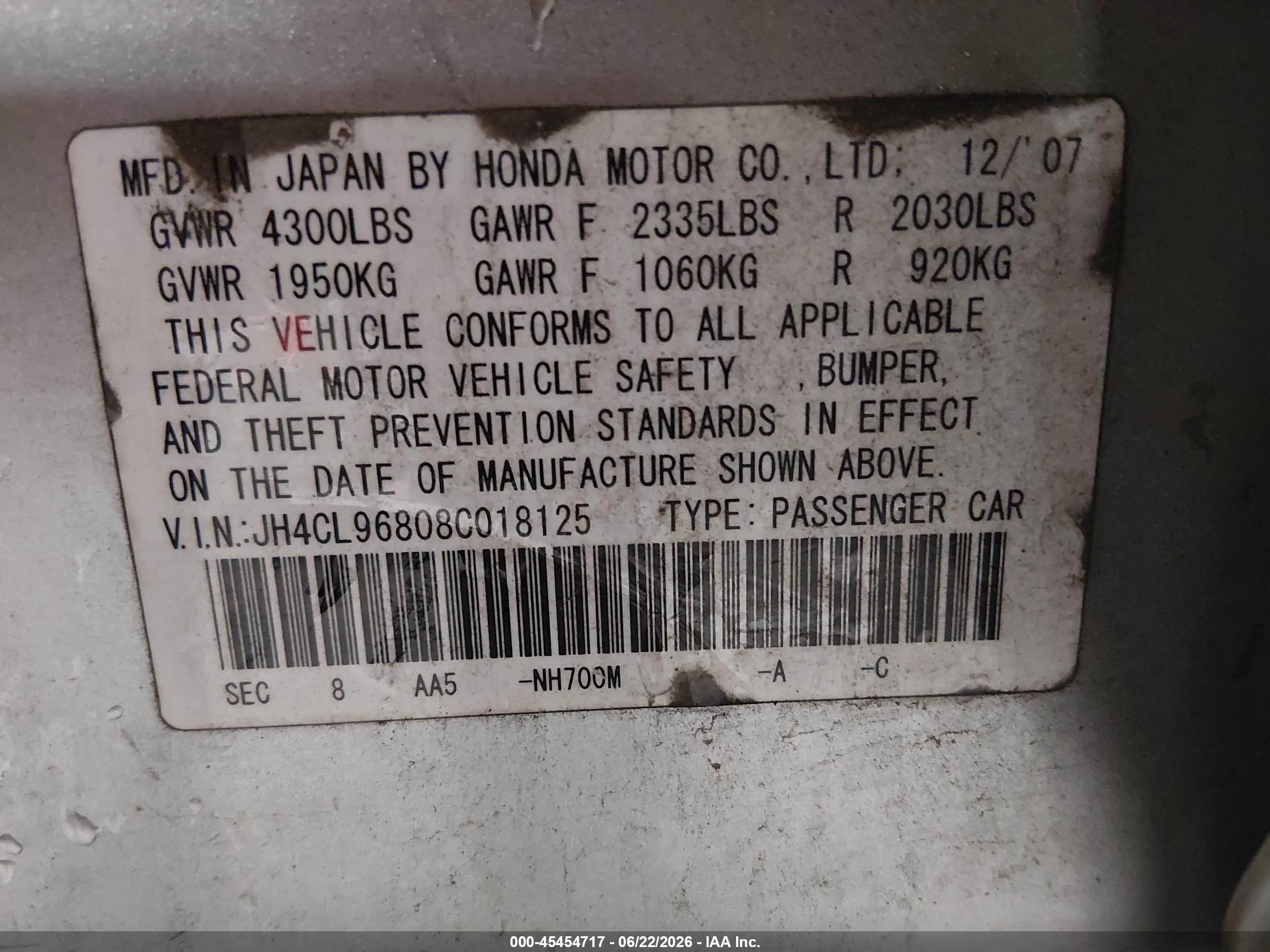 2008 Acura Tsx Silver vin: JH4CL96808C018125