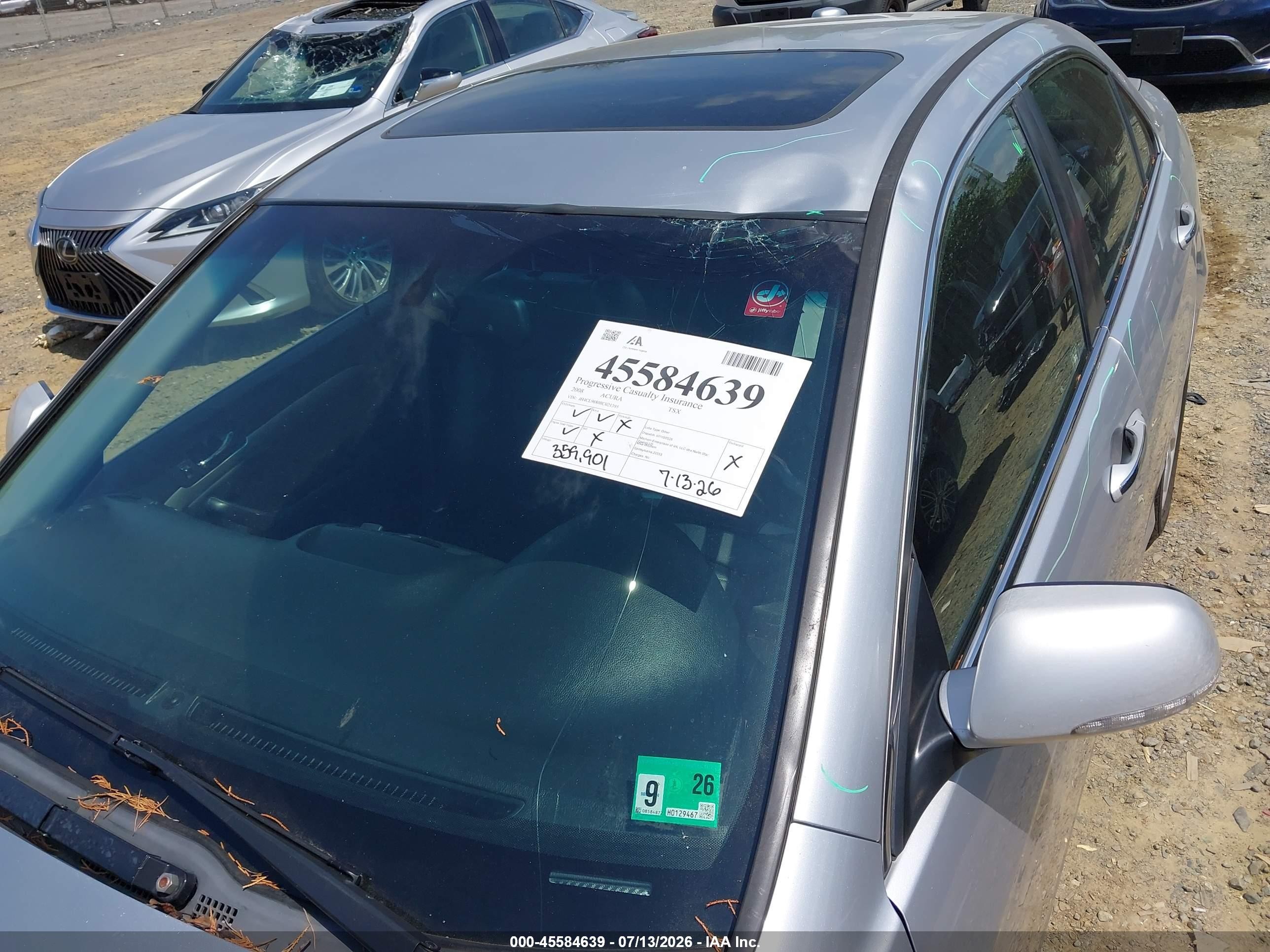 2008 Acura Tsx   Silver vin: JH4CL96808C021395