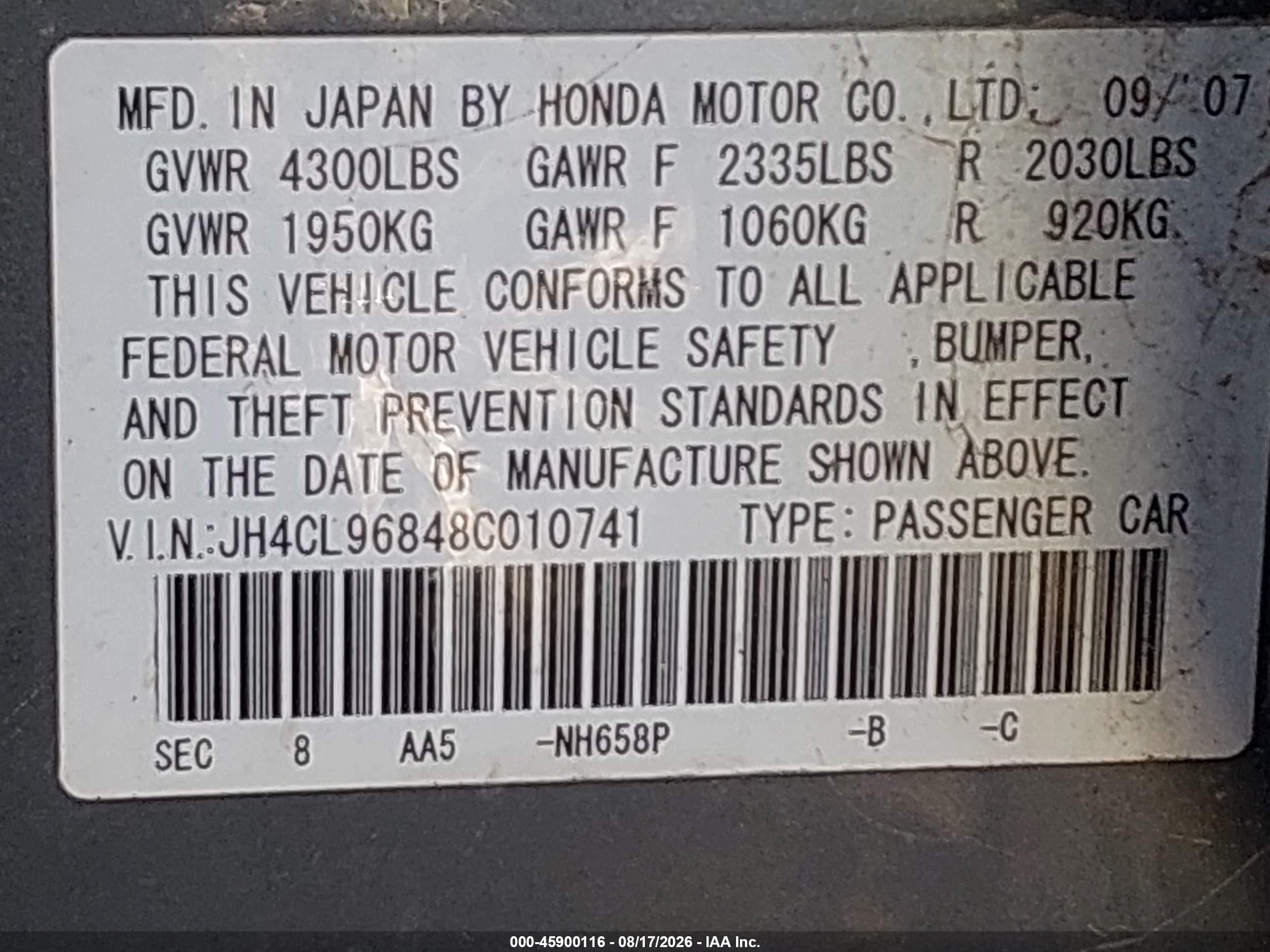 2008 Acura Tsx   Gray vin: JH4CL96848C010741