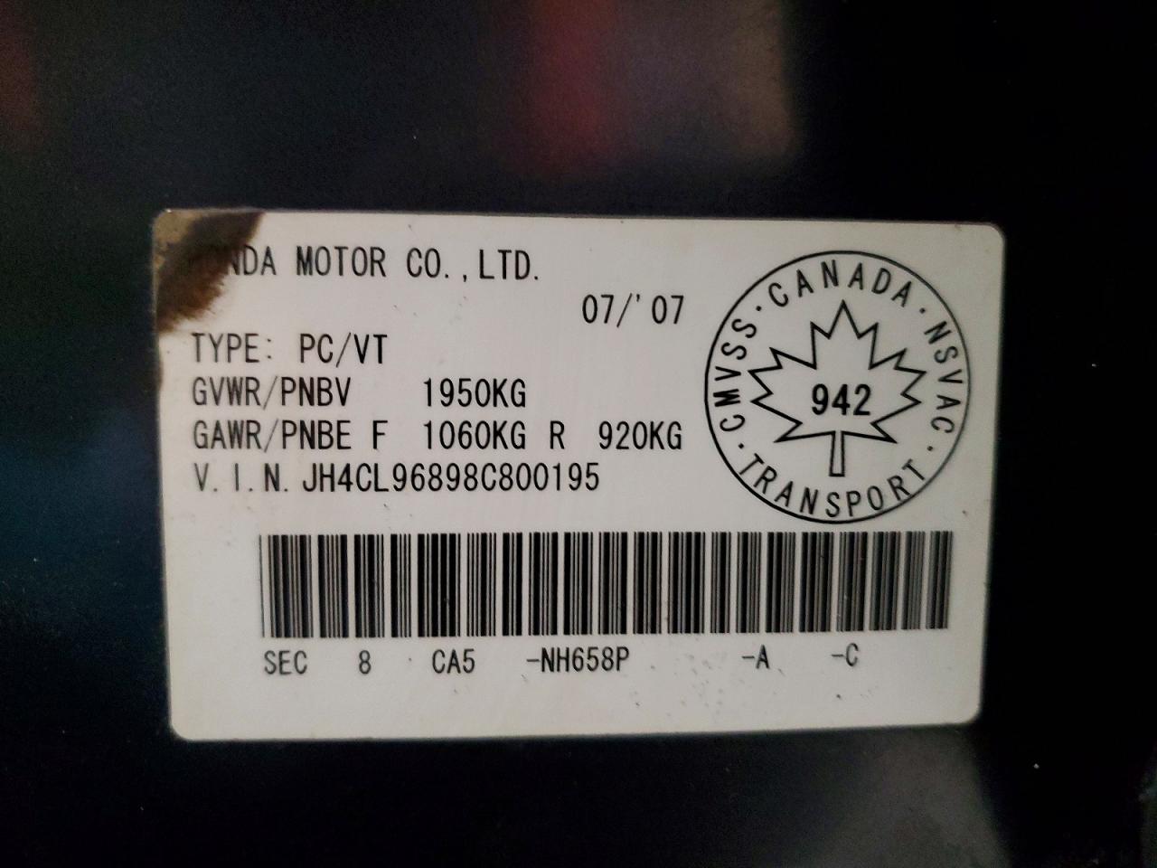 2008 Acura Tsx Gray vin: JH4CL96898C800195
