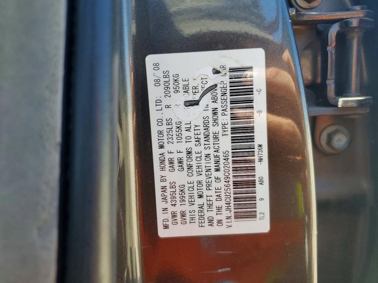 2009 Acura Tsx Gray vin: JH4CU25649C020465