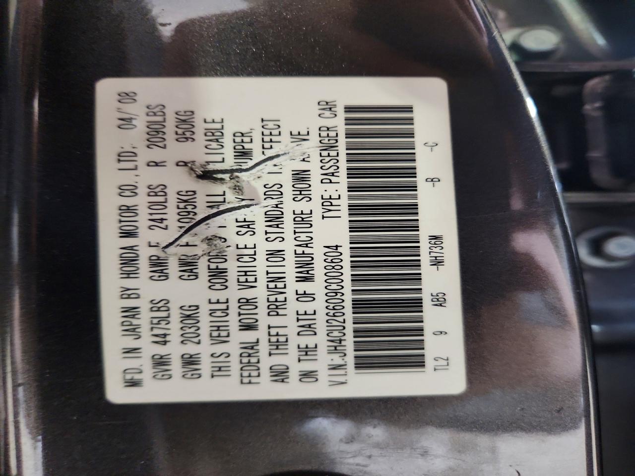 2009 Acura Tsx Gray vin: JH4CU26609C008604