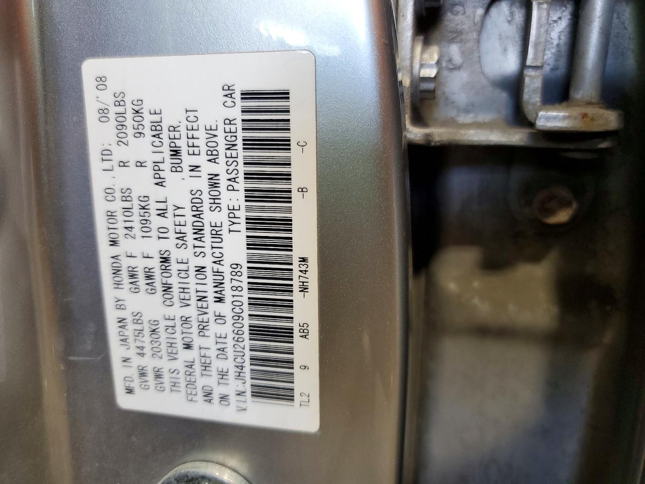 2009 Acura Tsx Silver vin: JH4CU26609C018789