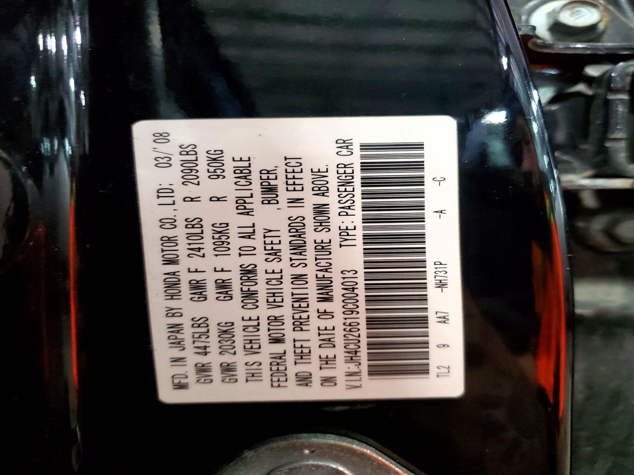 2009 Acura Tsx Black vin: JH4CU26619C004013