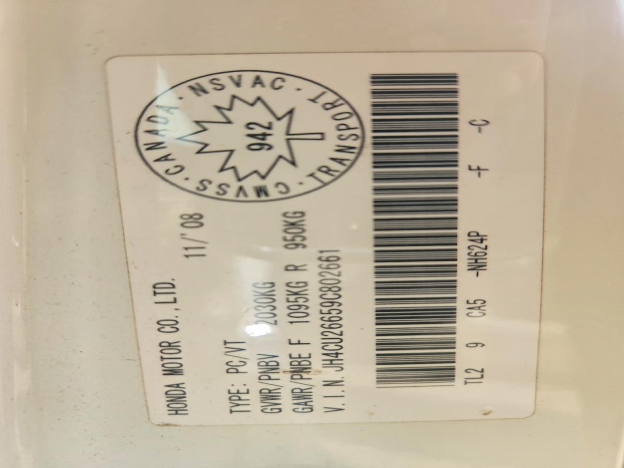 2009 Acura Tsx White vin: JH4CU26659C802661