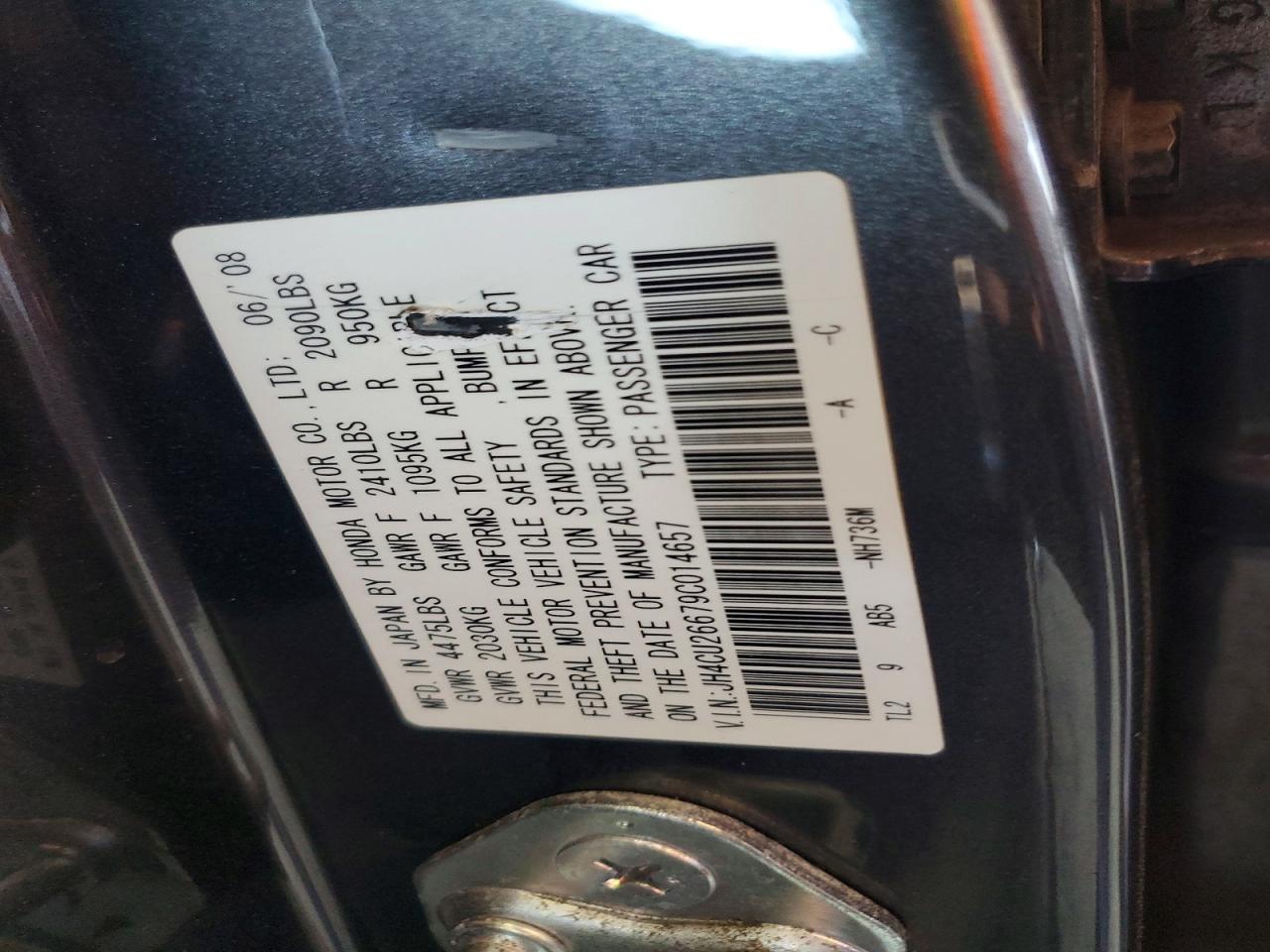 2009 Acura Tsx Gray vin: JH4CU26679C014657