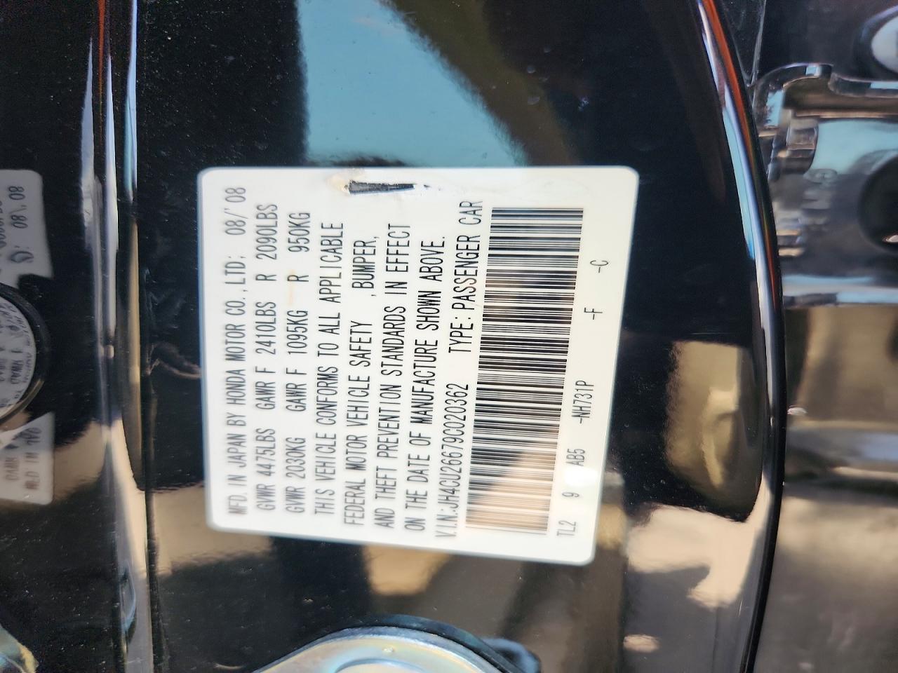 2009 Acura Tsx Black vin: JH4CU26679C020362