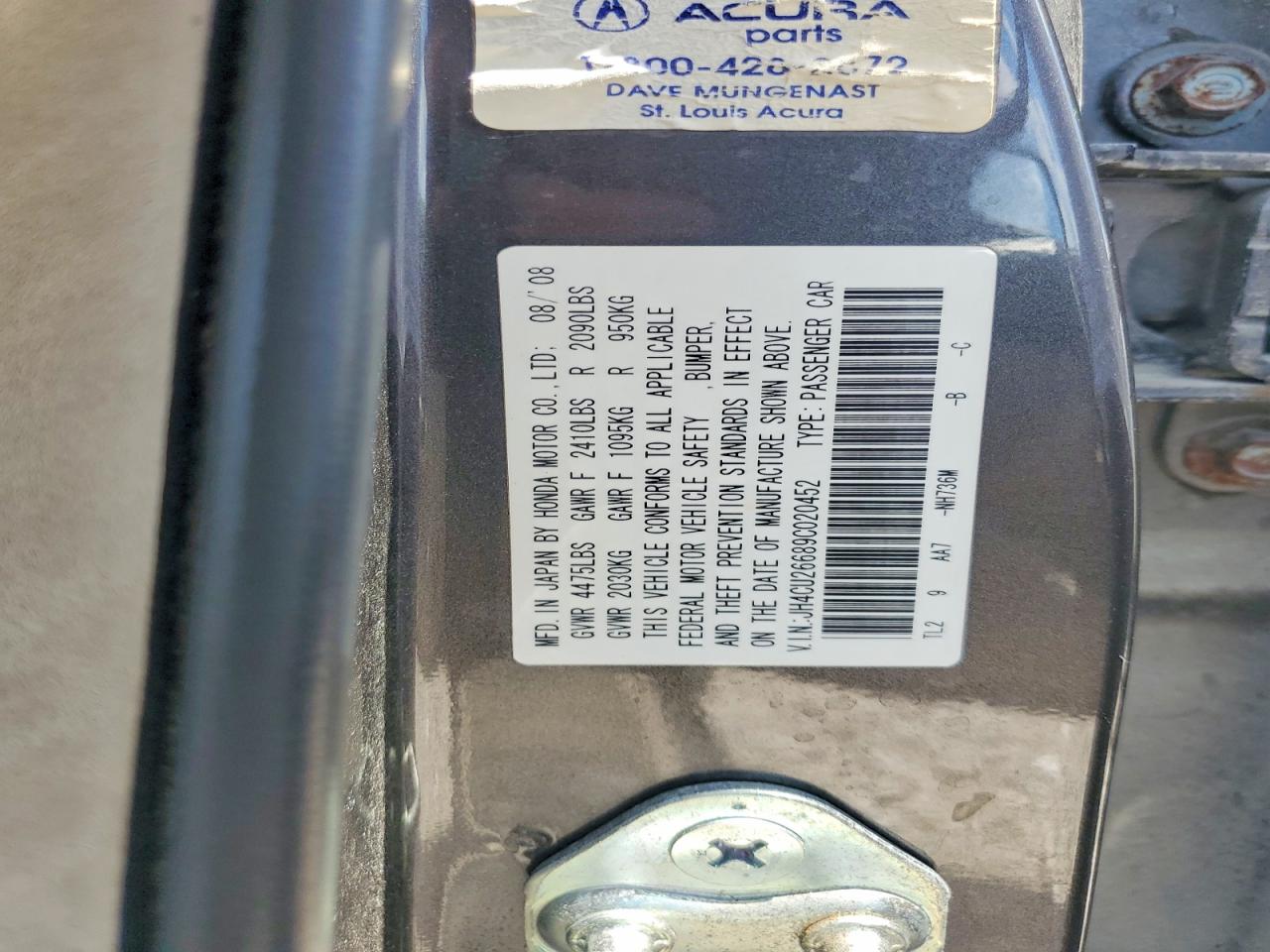 2009 Acura Tsx Gray vin: JH4CU26689C020452