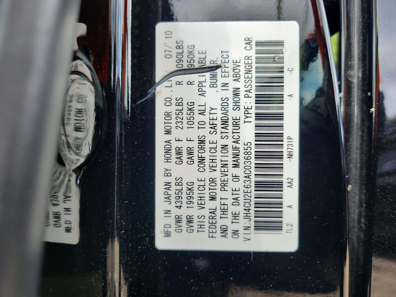 2010 Acura Tsx Black vin: JH4CU2E63AC036855