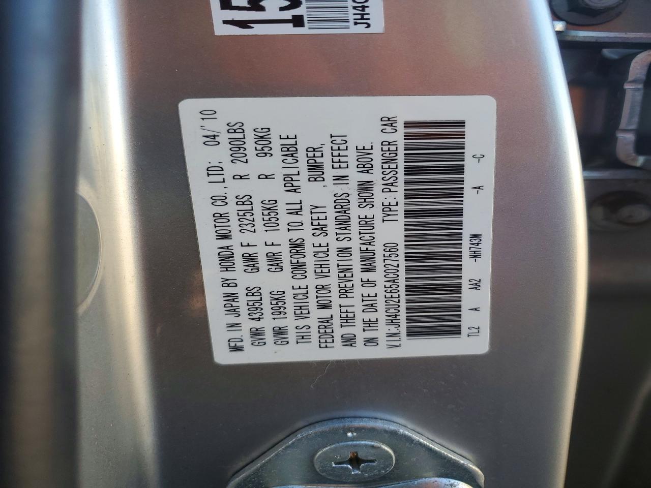 2010 Acura Tsx Silver vin: JH4CU2E65AC027560