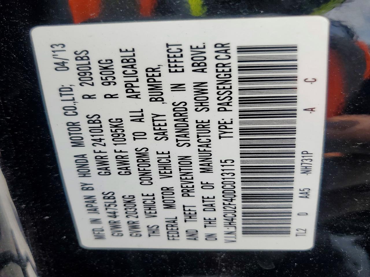 2013 Acura Tsx Black vin: JH4CU2F40DC013115