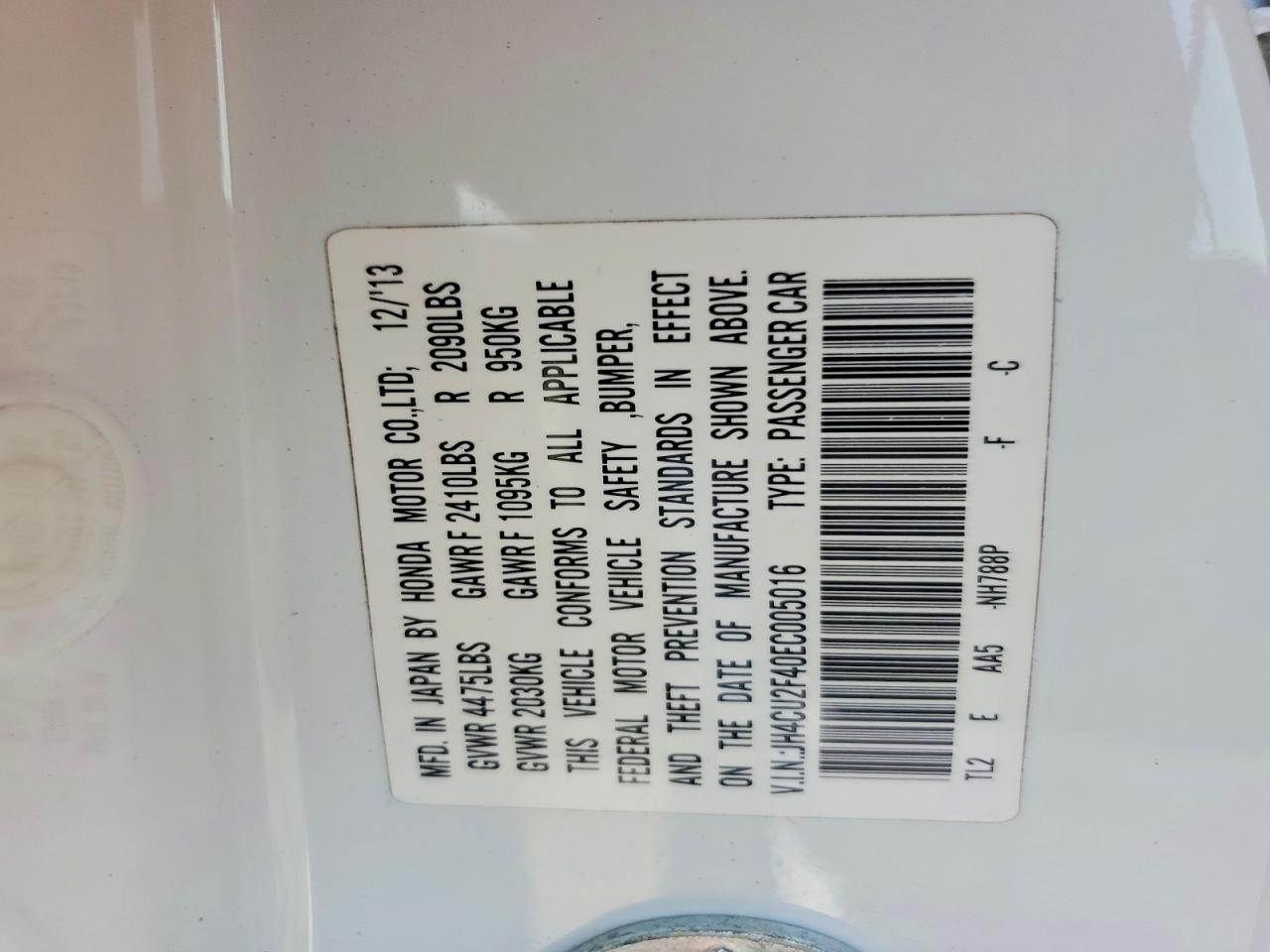 2014 Acura Tsx White vin: JH4CU2F40EC005016