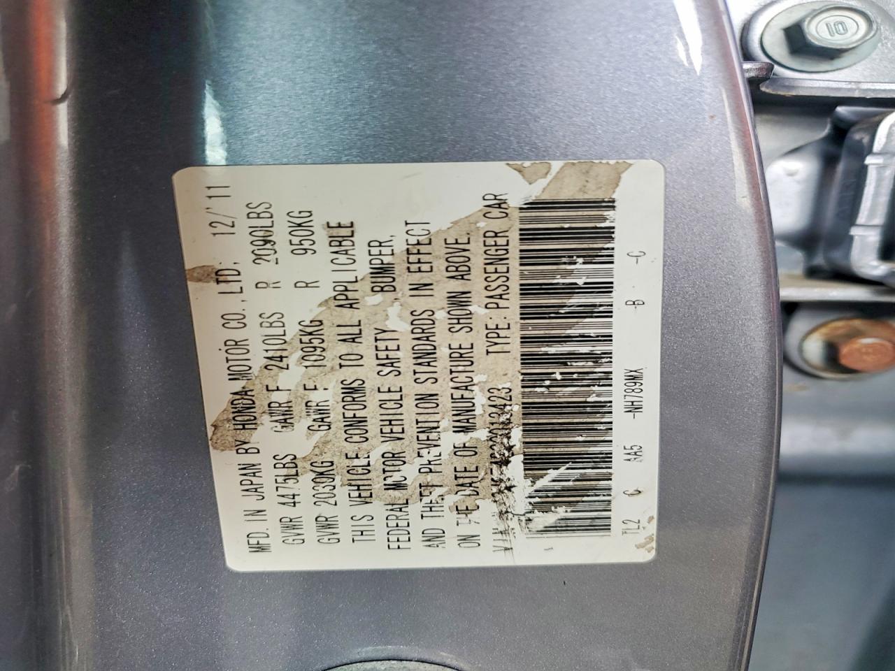 2012 Acura Tsx Silver vin: JH4CU2F42CC013423