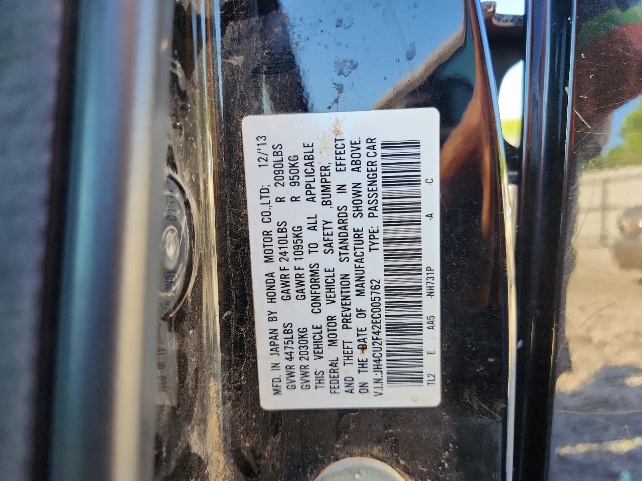 2014 Acura Tsx Black vin: JH4CU2F42EC005762