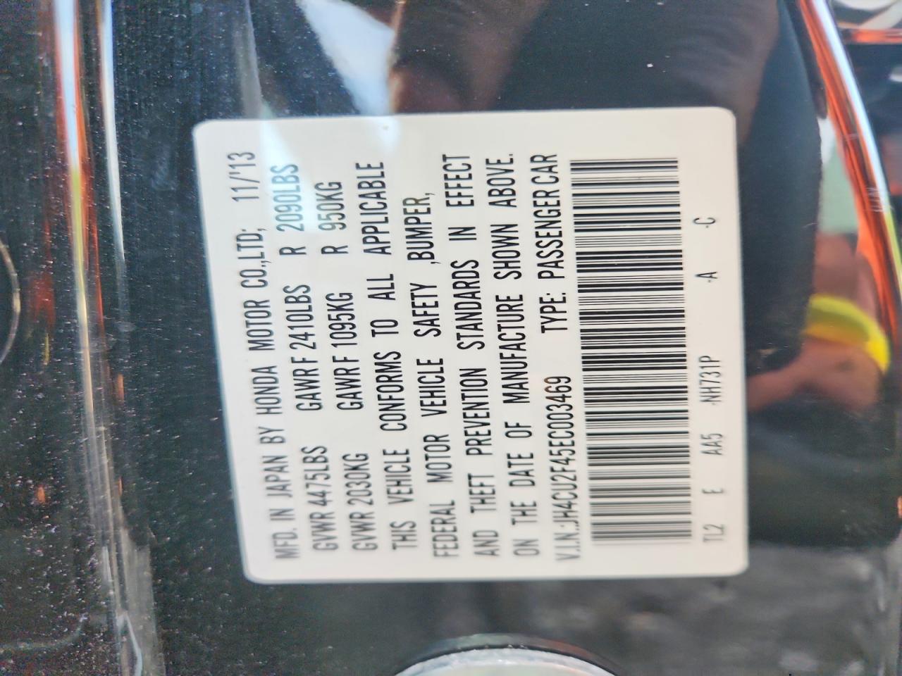 2014 Acura Tsx Black vin: JH4CU2F45EC003469