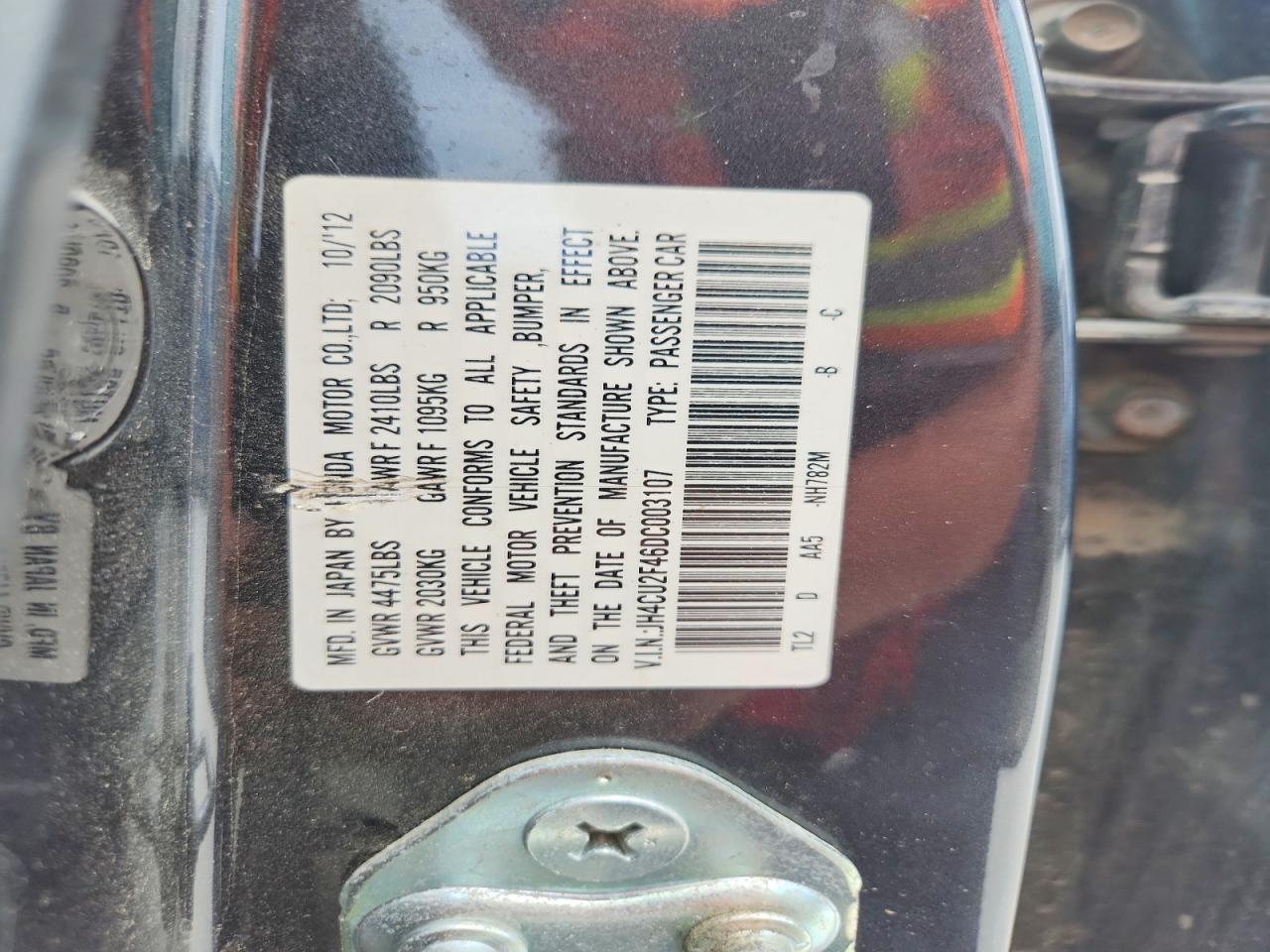 2013 Acura Tsx Charcoal vin: JH4CU2F46DC003107