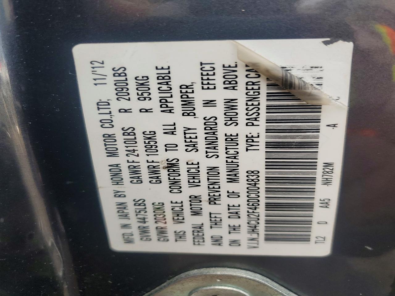 2013 Acura Tsx Gray vin: JH4CU2F46DC004838