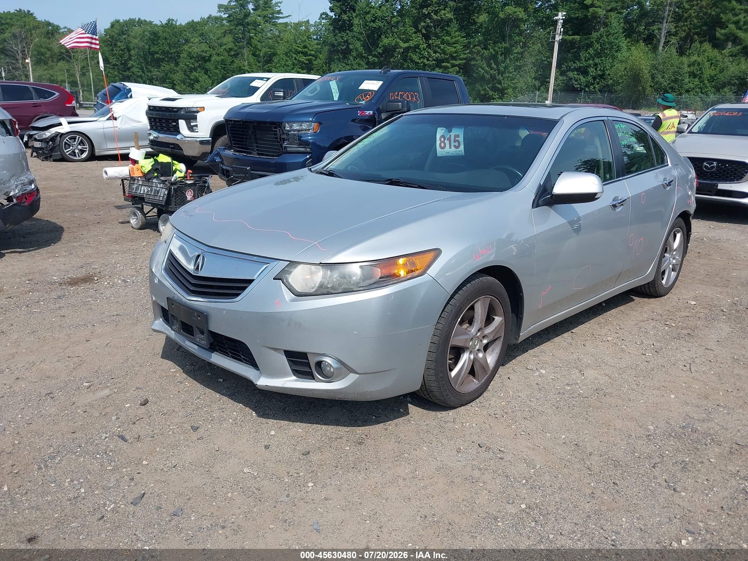 2012 Acura Tsx 2.4 Silver vin: JH4CU2F47CC011781