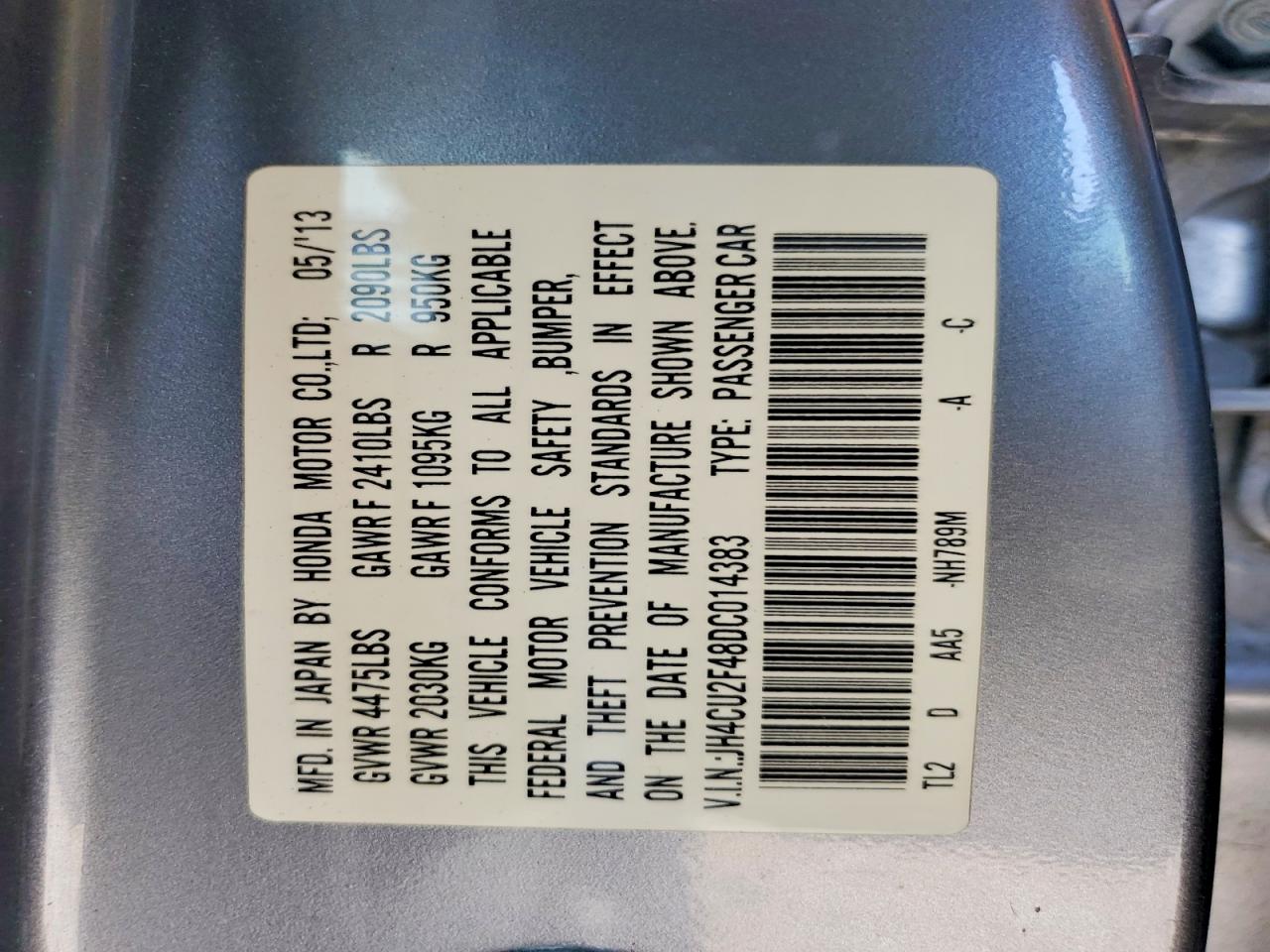 2013 Acura Tsx Silver vin: JH4CU2F48DC014383