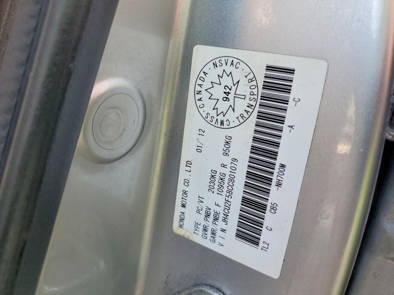 2012 Acura Tsx Silver vin: JH4CU2F58CC801079
