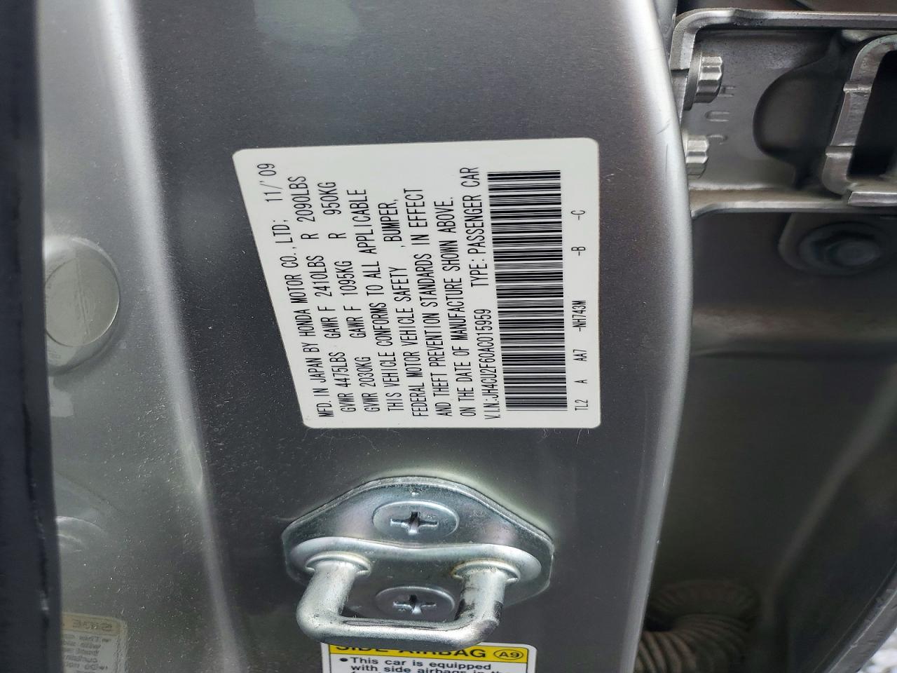 2010 Acura Tsx Silver vin: JH4CU2F60AC015959