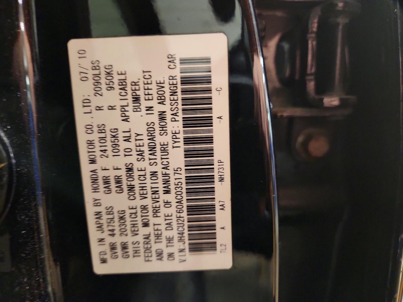 2010 Acura Tsx Black vin: JH4CU2F60AC035175