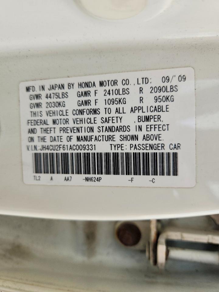 2010 Acura Tsx White vin: JH4CU2F61AC009331