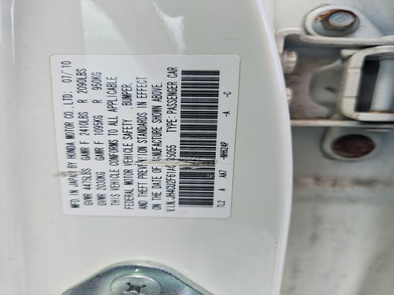 2010 Acura Tsx Белый vin: JH4CU2F61AC035055