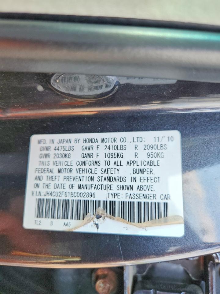 2011 Acura Tsx Gray vin: JH4CU2F61BC002896