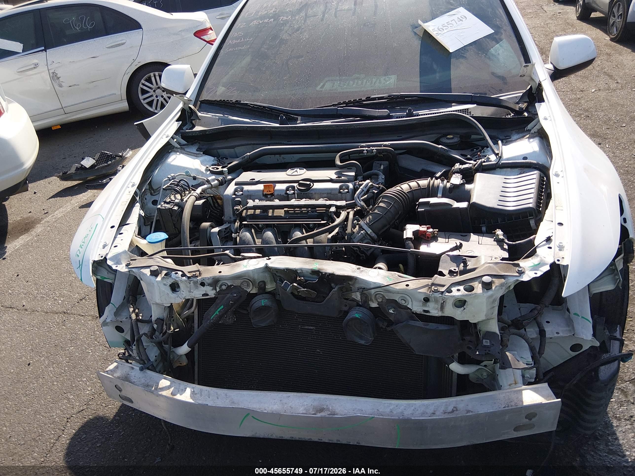 2012 Acura Tsx 2.4 White vin: JH4CU2F61CC013060